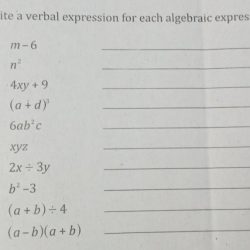 Write a verbal expression for each algebraic expression